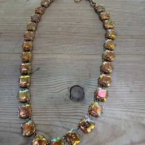 J. Crew iridescent gold-ish crystal collet Anna Wintour-style necklace